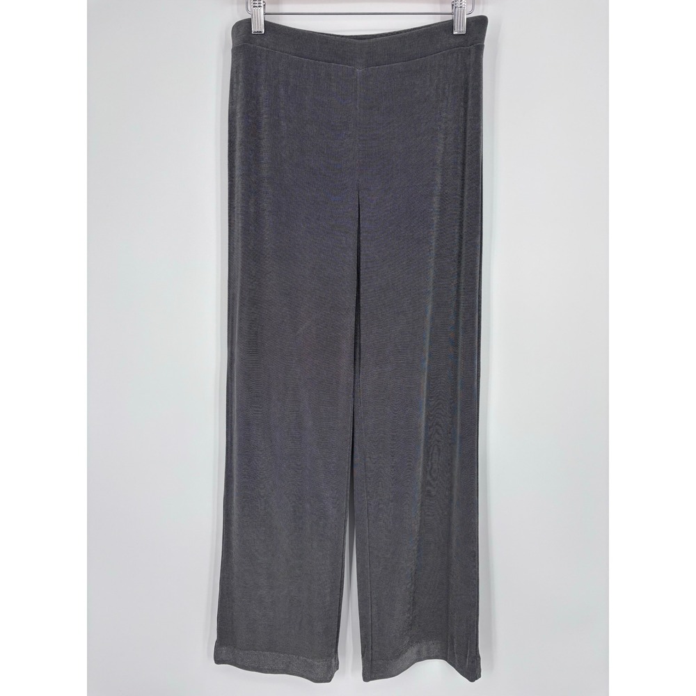 Chico's Travelers Slinky Knit Wide Leg Pants Womens 0 Small Grey Shimmer Pull On